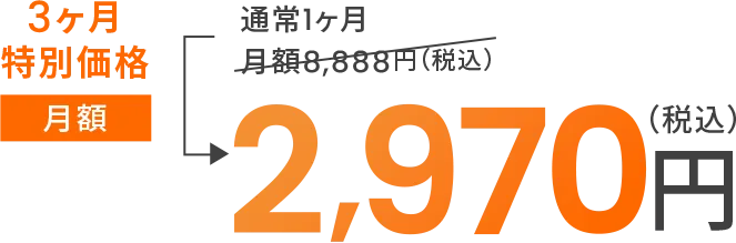 3ヶ月特別価格月額2,970円（税込）