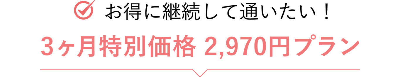 お得に継続して通いたい！3ヶ月特別価格2,970円プラン