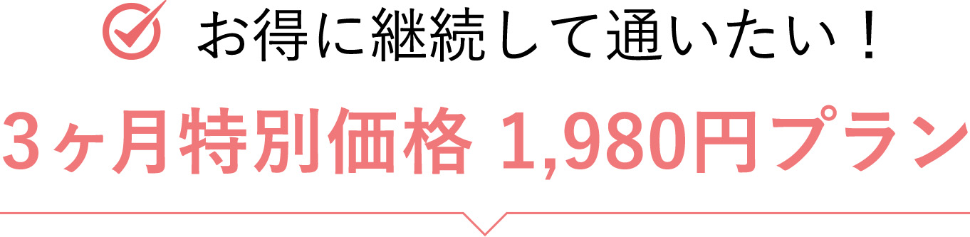 お得に継続して通いたい！3ヶ月特別価格1,980円プラン
