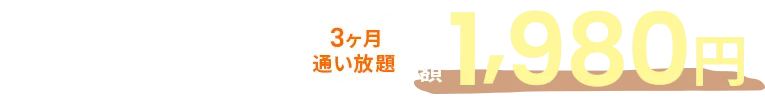 3ヶ月通い放題月額1,980円（税込）
